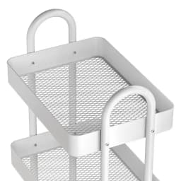 4 Tier White Kitchen Storage Trolley Cart Rolling Utility Organizer Shelf Metal Frame Mobile Storage Rack for Home Kitchen Bathroom Laundry