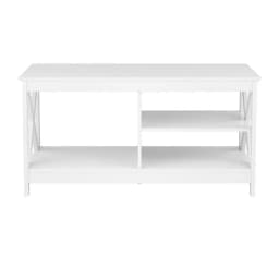 Modern White Coffee Table Storage Shelf for Living Room Compact Side Table with Open Shelves and Durable Wooden Design