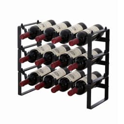 3 Tier Freestanding Metal Wine Rack for 12 Bottles Modular Countertop Bottle Display Shelf Black