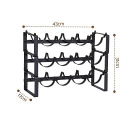 3 Tier Freestanding Metal Wine Rack for 12 Bottles Modular Countertop Bottle Display Shelf Black