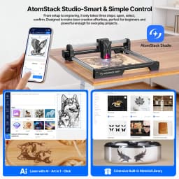 ATOMSTACK SWIFT Portable Laser Engraving Machine 12W 7W Laser Engraver Wood working Tools Diy Dog tags Acrylic Metal 300*300mm CNC Laser Engraver DIY Engraver Cutter WIFI Home Working Tools Kit