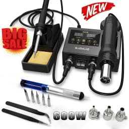 ILIBILIB 2in1 Soldering Solder Station Rework Iron Hot Air Gun Digital SMD Desoldering