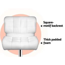 Set of 4 White Gas Lift Leather Padded Bar Stools Adjustable Swivel Kitchen Counter Chairs