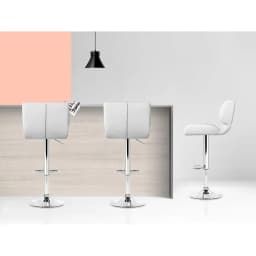 Set of 4 White Gas Lift Leather Padded Bar Stools Adjustable Swivel Kitchen Counter Chairs