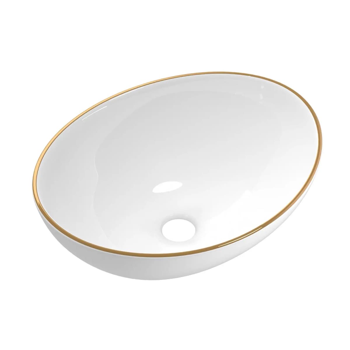 Bathroom Basin Ceramic Vanity Sink Hand Wash Bowl Gold Trim 41x34cm