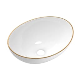 Bathroom Basin Ceramic Vanity Sink Hand Wash Bowl Gold Trim 41x34cm