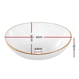 Bathroom Basin Ceramic Vanity Sink Hand Wash Bowl Gold Trim 41x34cm