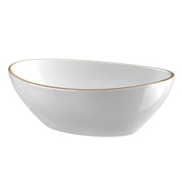 Bathroom Basin Ceramic Vanity Sink Hand Wash Bowl Gold Trim 41x34cm