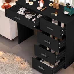 Modern Vanity Dressing Table, 3 Color Adjustable LED Mirror, 4 Drawers Storage Bedroom Makeup Furniture