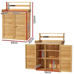 Outdoor Garden Storage Cabinet Potting Bench Table Shelf Chest Shed Weather Resistant Durable Multi Purpose Organizer