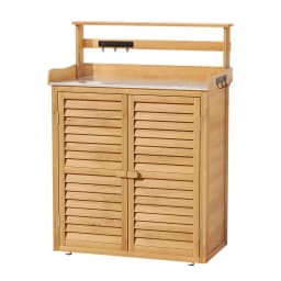 Outdoor Garden Storage Cabinet Potting Bench Table Shelf Chest Shed Weather Resistant Durable Multi Purpose Organizer