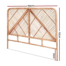 FRED Pine Rattan Queen Bed Headboard Elegant Bedroom Wall Mounted Bedhead Natural Woven Design