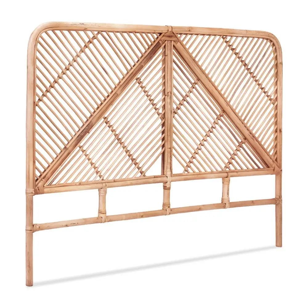 FRED Pine Rattan Queen Bed Headboard Elegant Bedroom Wall Mounted Bedhead Natural Woven Design