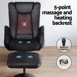 Black Heated Massage Recliner Chair with Ottoman Adjustable Lounge Chair for Living Room