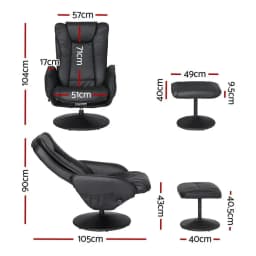 Black Heated Massage Recliner Chair with Ottoman Adjustable Lounge Chair for Living Room