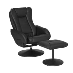 Black Heated Massage Recliner Chair with Ottoman Adjustable Lounge Chair for Living Room