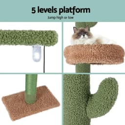 Floor to Ceiling Cat Tree Tower Scratching Post with Bed 290cm Adjustable Cat Climbing Furniture for Indoor Cats