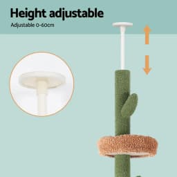 Floor to Ceiling Cat Tree Tower Scratching Post with Bed 290cm Adjustable Cat Climbing Furniture for Indoor Cats