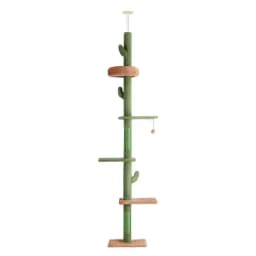 Floor to Ceiling Cat Tree Tower Scratching Post with Bed 290cm Adjustable Cat Climbing Furniture for Indoor Cats
