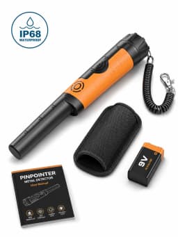SUNPOW Metal Detector Pinpointer for Adults Kids IP68 Waterproof Handheld 360° High Sensitivity Detection 2 Alert Modes Beach Garden Underground Treasure Hunting Locator