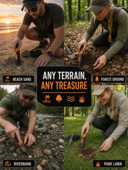 SUNPOW Metal Detector Pinpointer for Adults Kids IP68 Waterproof Handheld 360° High Sensitivity Detection 2 Alert Modes Beach Garden Underground Treasure Hunting Locator