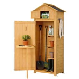 Outdoor Storage Cabinet Folding Table Tool Organizer Shed Adjustable Weather Resistant Garden Patio Utility Cabinet