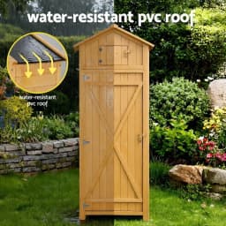 Outdoor Storage Cabinet Folding Table Tool Organizer Shed Adjustable Weather Resistant Garden Patio Utility Cabinet