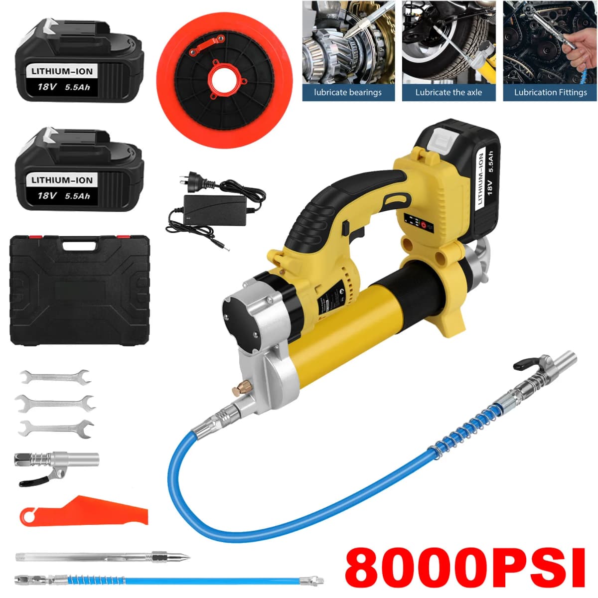 Cordless Electric High Pressure Grease Gun with 2 5.5Ah Battery For Makita 18V