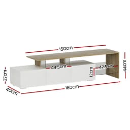 180cm Wooden White TV Cabinet Entertainment Unit Modern Storage Console for Living Room
