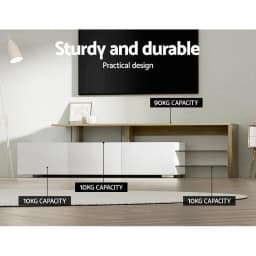 180cm Wooden White TV Cabinet Entertainment Unit Modern Storage Console for Living Room