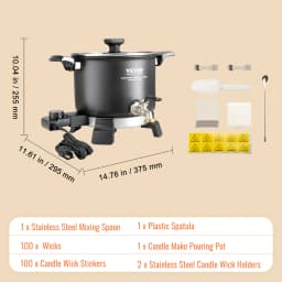 VEVOR Wax Melter for Candle Making 5 Liter Large Electric Melting Pot Easy Pour Spout 4-level Temperature Control Easy Clean