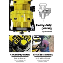 Petrol Powered Post Hole Digger Engine Only Yellow Heavy Duty Earth Auger Motor