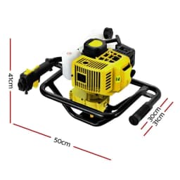 Petrol Powered Post Hole Digger Engine Only Yellow Heavy Duty Earth Auger Motor