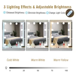 Modern Dressing Table, 10 LED Bulbs Vanity Mirror, 3 Color Dimmable HD Makeup Mirror for Bedroom