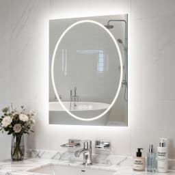 LED Bathroom Mirror Oval in Square 600x800mm/700x900mm Wall Mounted Mirror with Lighting Anti-Fog 3 Color Correlated Temperature Memory Function Front & Back Light Smart Mirror Wall Mounted