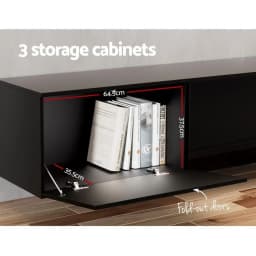 Modern High Gloss Black Floating TV Cabinet 200CM with 3 Cabinets Wall Mounted Entertainment Unit Storage Console