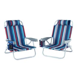 Portable Folding Beach Chair Backpack Cooler with Storage Pockets Lightweight Outdoor Fishing Chair Blue
