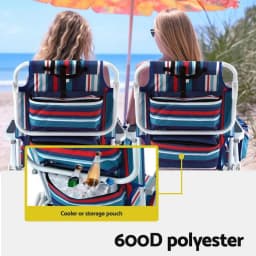 Portable Folding Beach Chair Backpack Cooler with Storage Pockets Lightweight Outdoor Fishing Chair Blue