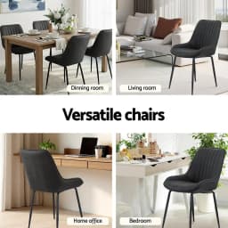 2x Retro PU Leather Dining Chairs Set for Kitchen Lounge Cafe Accent Chair Black