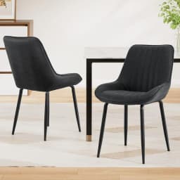2x Retro PU Leather Dining Chairs Set for Kitchen Lounge Cafe Accent Chair Black