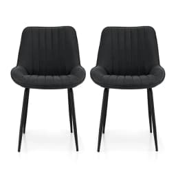 2x Retro PU Leather Dining Chairs Set for Kitchen Lounge Cafe Accent Chair Black