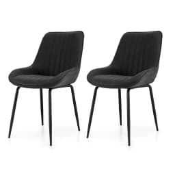 2x Retro PU Leather Dining Chairs Set for Kitchen Lounge Cafe Accent Chair Black