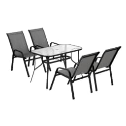 5 Piece Outdoor Dining Set Grey Patio Table and Chairs Bistro Garden Furniture