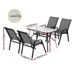 5 Piece Outdoor Dining Set Grey Patio Table and Chairs Bistro Garden Furniture