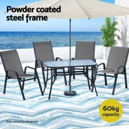 5 Piece Outdoor Dining Set Grey Patio Table and Chairs Bistro Garden Furniture