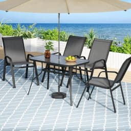 5 Piece Outdoor Dining Set Grey Patio Table and Chairs Bistro Garden Furniture