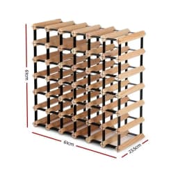 42 Bottle Wine Rack Wooden Floor Standing Storage Shelf Organizer for Home Kitchen Dining Room
