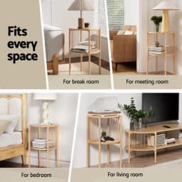 2 Tier Round Wooden Coffee Table Modern Living Room Side Table Storage End Table Minimalist Home Furniture