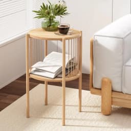 2 Tier Round Wooden Coffee Table Modern Living Room Side Table Storage End Table Minimalist Home Furniture