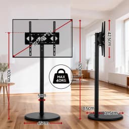 32 to 55 Inch Mobile TV Stand with Wheels Height and Tilt Adjustable Floor Mount